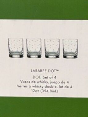 New KATE SPADE New York LENOX Larabee Dot 4-Piece 12oz Drinkware Set